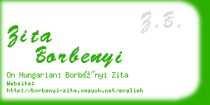 zita borbenyi business card